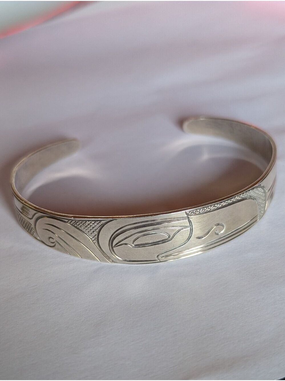 Vintage Paddy Seaweed Sterling Silver Cuff Bracelet Northwest Coast Indigenous